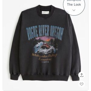 Abercrombie & Fitch Black 'Rogue River Oregon' 1984 Graphic Crewneck